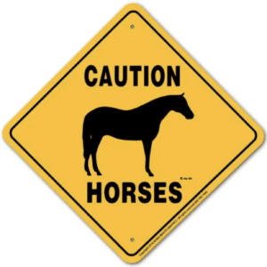 Caution Horses Aluminum Sign 12x12 inches for stable safety