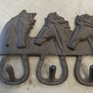 Horse Trio Cast Iron Triple Wall Hook