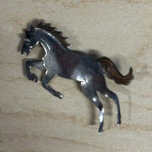 Silver Jumping Horse Brooch