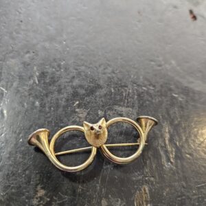 Golden Horn Pin with Fox Head