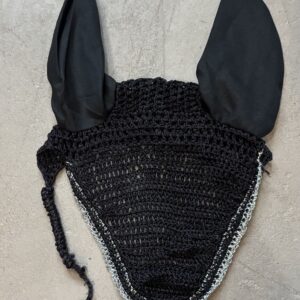 Black Ear Bonnet with Shiny Silver Trim