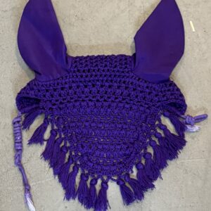 Purple Ear Bonnet With Tassels