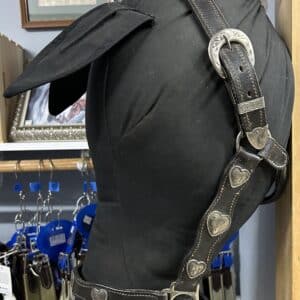 Leather Halter with Heart Conchos, OS