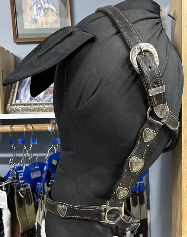 Leather Halter with Heart Conchos, OS