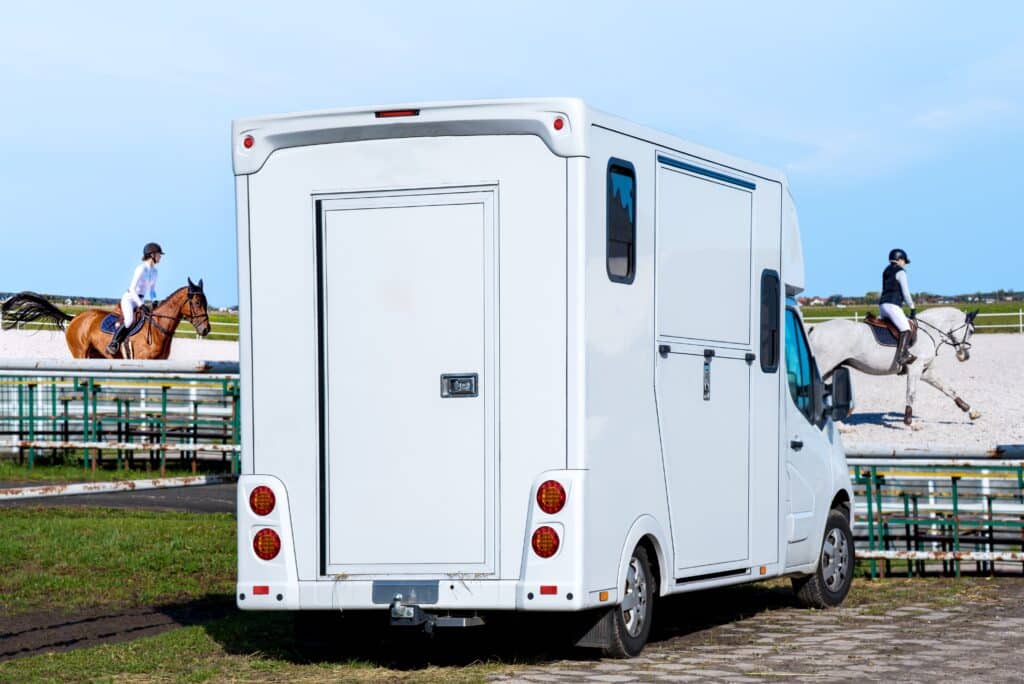 The Trainers Loft Horse Trailering Tips, Horse transportation van . Funny horse transport . sports horse . the jockey operates a horse
