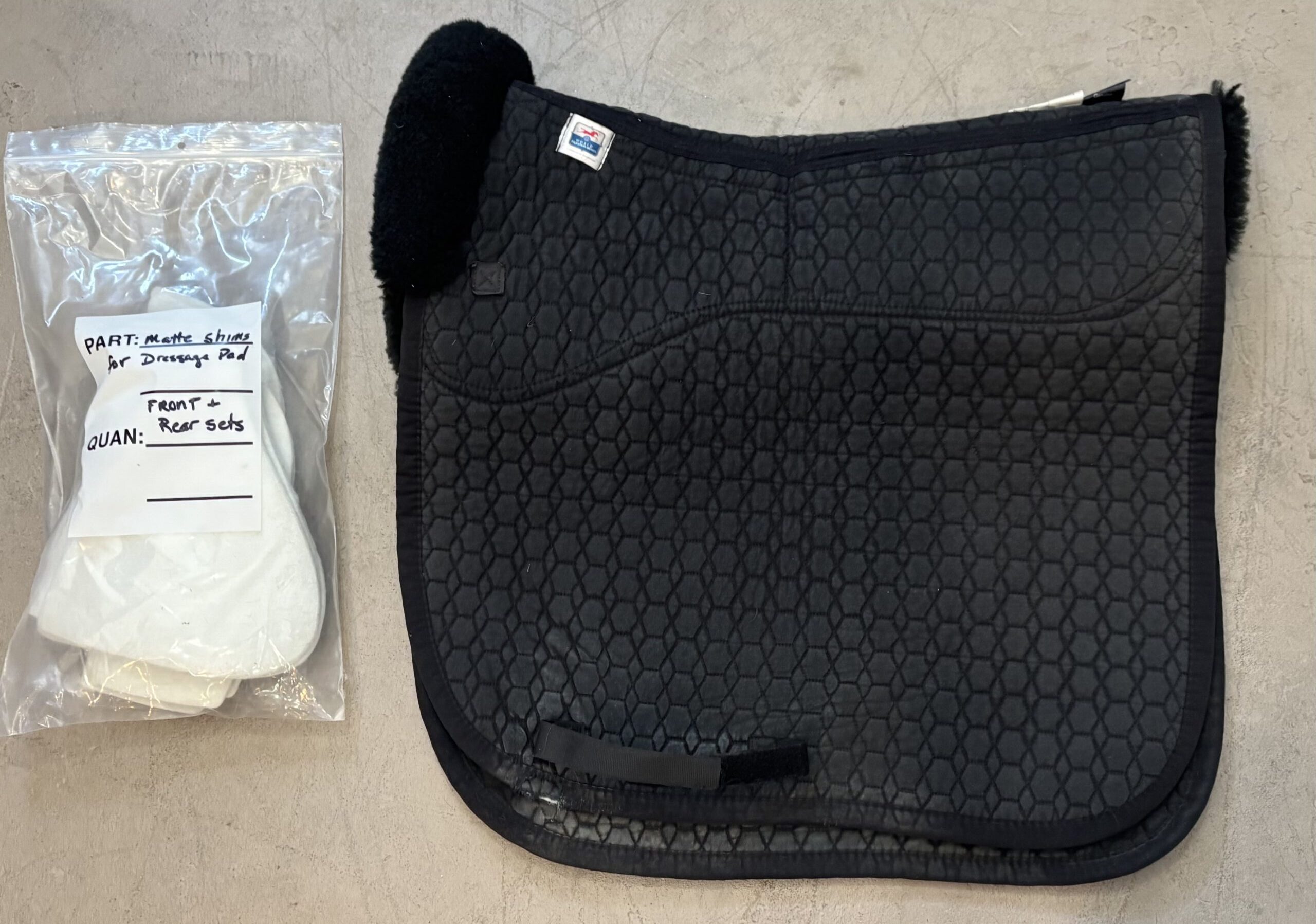Black Mattes Sheepskin Shim-Able Dressage Pad, Large 1 Mattes Dressage Pad