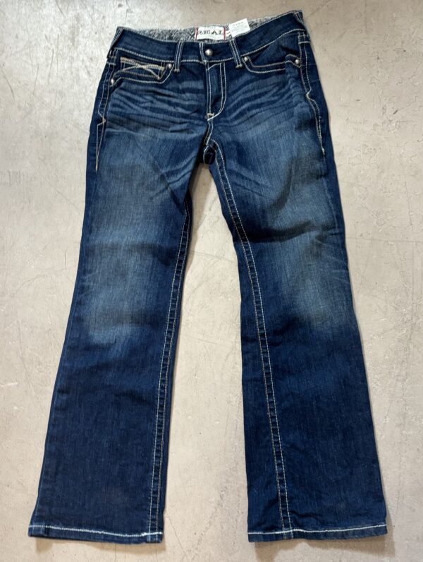 IMG_1982 R.E.A.L. Mid Rise Stretch Whipstitch Boot Cut Jean Short, 30"