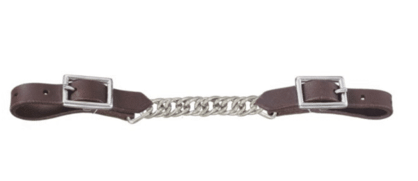 Tough1 Harness Leather Curb Strap with Flat Chain