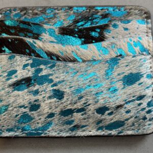 Blue Sparkle Cow Hide Card Holder
