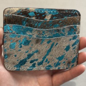 Blue Sparkle Cow Hide Card Holder
