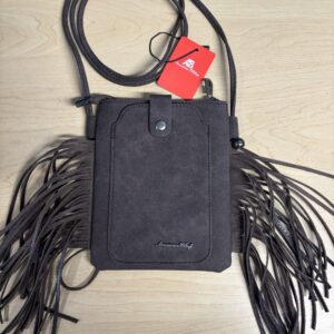American Bling Dark Brown Cross Body Bag with Fringe
