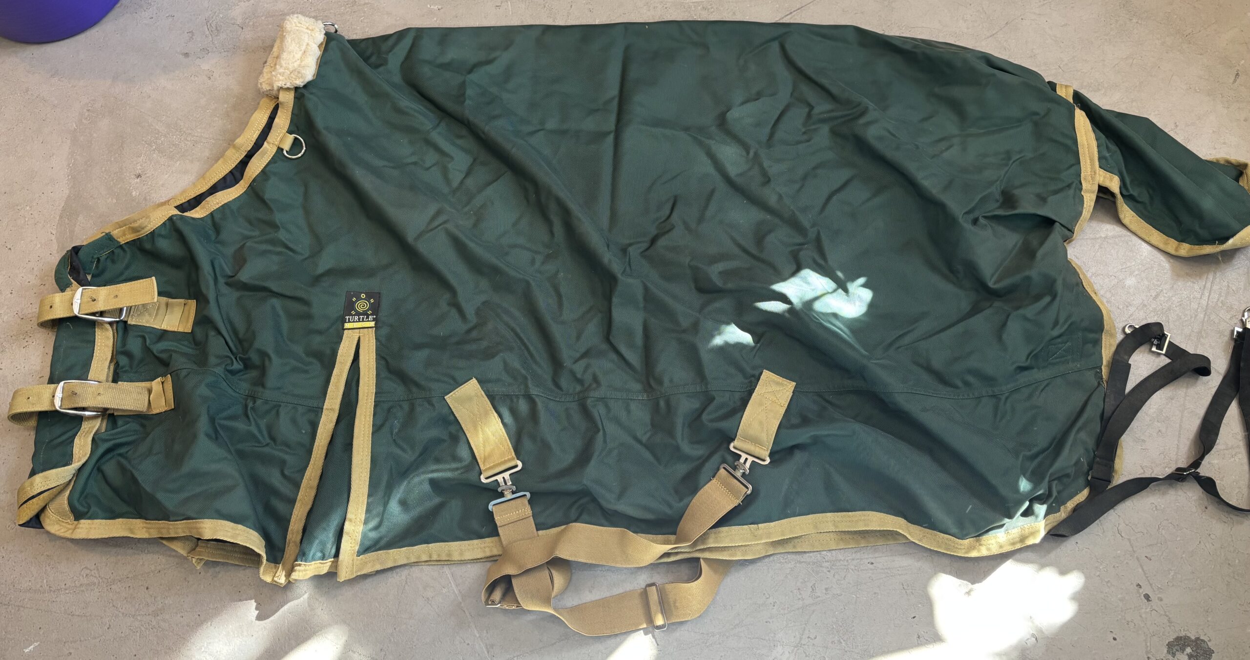 Green With Yellow Trim Turtle Neck Turnout Sheet, 68&Quot; 1 Green with Yellow Trim Turtle Neck Turnout Sheet 68 inch