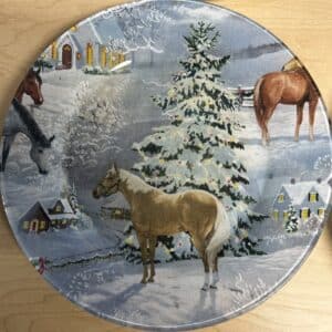 Day-Co Designer Dinnerware Holiday Horse round platter 13" created by Clasby Creations