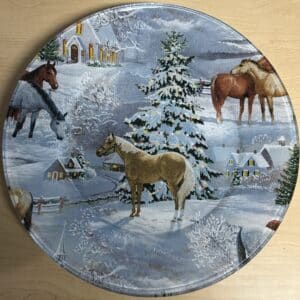 Day-Co Designer Dinnerware Holiday Horse 10.5" round plates, set of 4