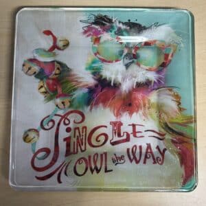 Jingle Owl the Way Decoupage Plate 10" Square