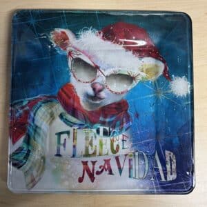 Holiday Fleece Navid Square Decoupage Plate, 10"