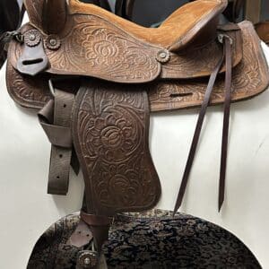 Western Saddle with Western Safety Stirrups, 15", Wide