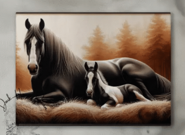 mare foal cutting board