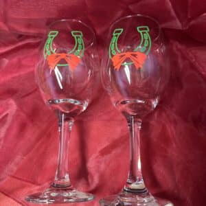 Holiday Horseshoes Wine Glasses 