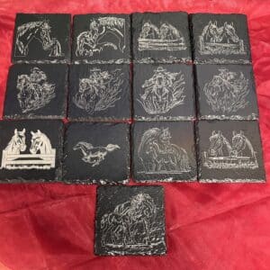 Horse-themed Engraved Slate Coasters
