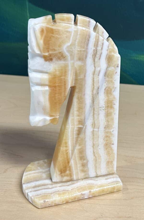 Vintage Carved Marble Horsehead Bookend