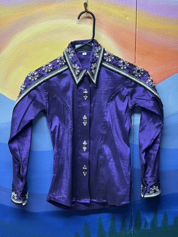 Blue Butterfly Show Apparel Flora Western Day Shirt, Youth Large