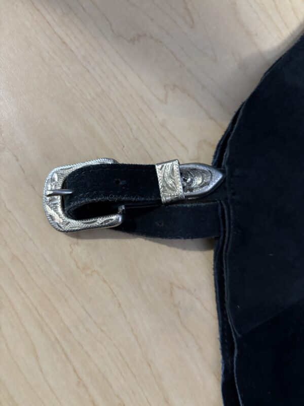 IMG_3519 Black Western Chaps with Fringe, Youth Medium