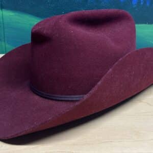 Vintage Reed Hill Custom Made Fur Blend Cowboy Hat Size 7 1/8 USA-Made Deep Red