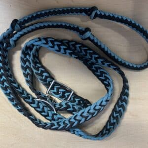 Teal and Black Barrel Reins, 8ft
