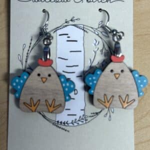 Willow and Birch Comical Chicken Earrings