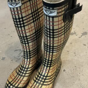 Forever Young Plaid Rubber Boots, Size 5