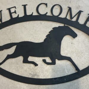 Metal Horse "Welcome" sign