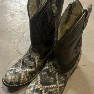Bronco Faux Snakeskin Western Boots, Kids Size 2