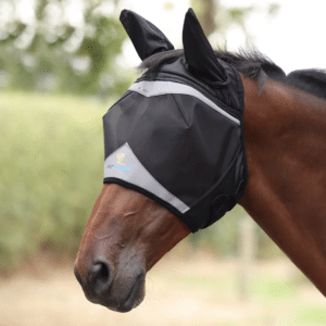FlyGuard Pro Fine Mesh Fly Mask with Ears and Open Forelock