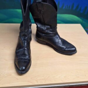 Vibram Black Leather Cowboy Boots-10D