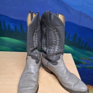 Sanders Leather Cowboy Boots-Grey-Size 10D