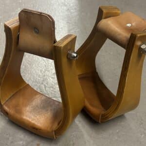 Premium Oak Stirrups with Leather Tread