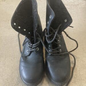 black lined work boots