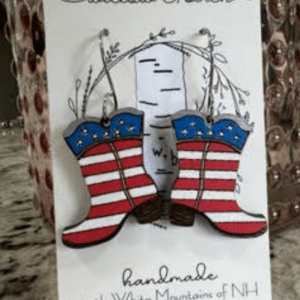 Willow and Birch Patriotic Western Boot Earrings