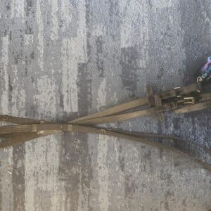 Black Web Reins with leather hand stoppers measuring 51 inches long