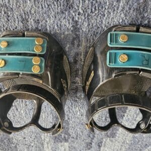 Scoot Boot Classic Pair With Studs on horse hoof