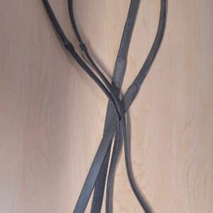 Classic leather hand-stop horse reins with raised leather grips