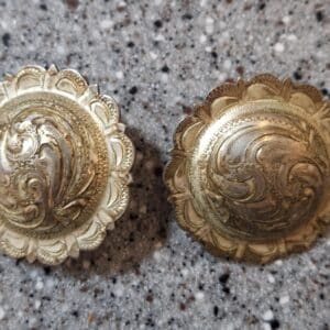 Vintage Western Conchos Pair with Floral Pattern