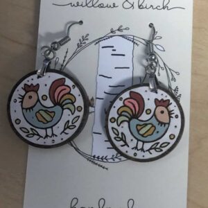 Willow and Birch Colorful Rooster Earrings