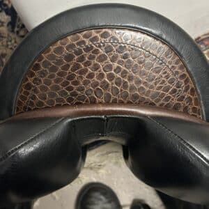 Custom Saddlery Icon Coda Dressage Saddle 18 inch Wide in brown buffalo leather with distinctive piping and gussets