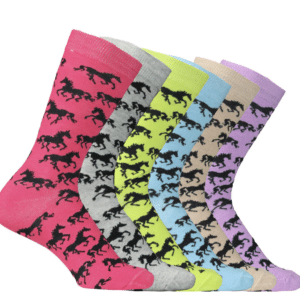 Ladies Lila Galloping Horses Crew Socks by AWST Int'l in multiple colors