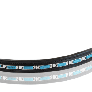 Grewal Equestrian Turquoise Beaded Browband on black leather