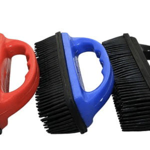 Super Groom Saddle Pad Cleaning Brush with rubber bristles and ergonomic handle