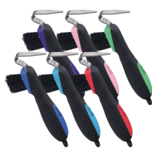 Tough1 Great Grips Hoof Pick with ergonomic grip and brush