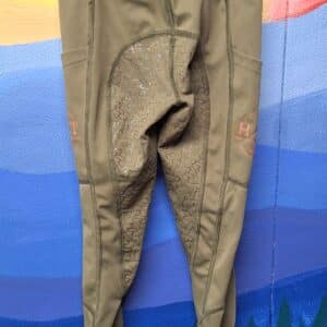 HALT Equestrian Stayproof Riding Tights with Pockets Child size 7/8 in olive green
